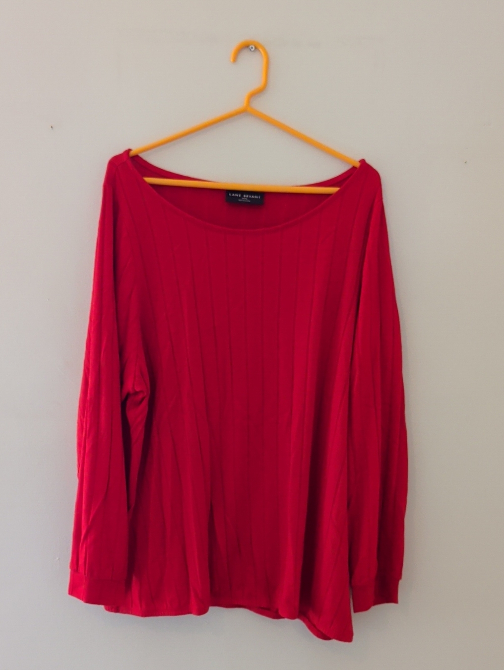 Lane Bryant Red Ribbed Scoop-Neck Sweater